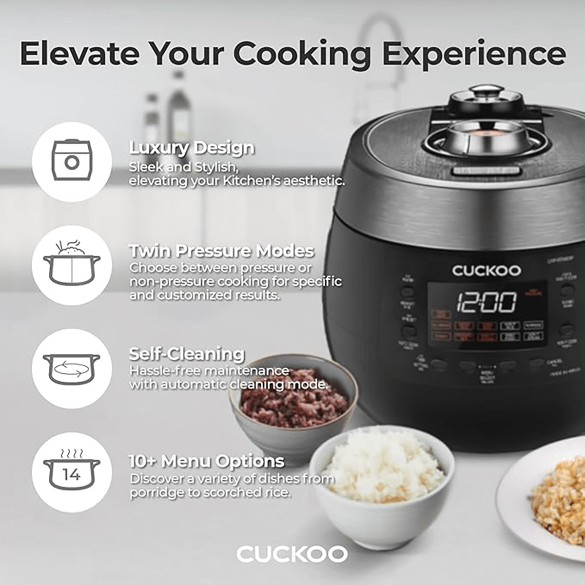 Electric Pressure Rice Cooker 6 cups Black (CRP-RT0609FB)