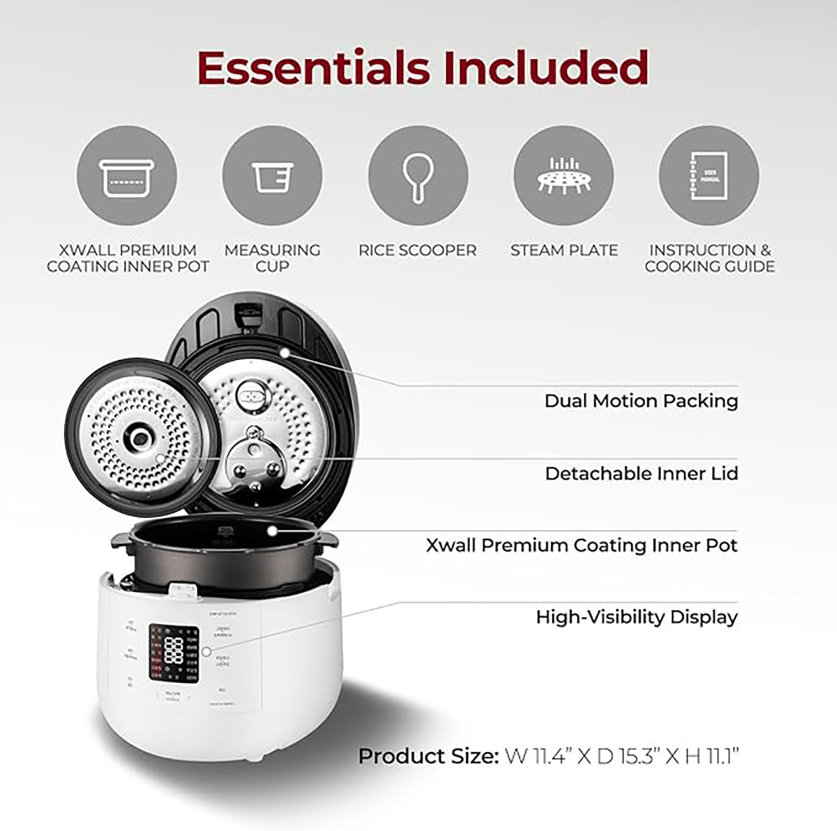 Electric Pressure Rice Cooker 10 cups Matte White (CRP-ST1009FW)