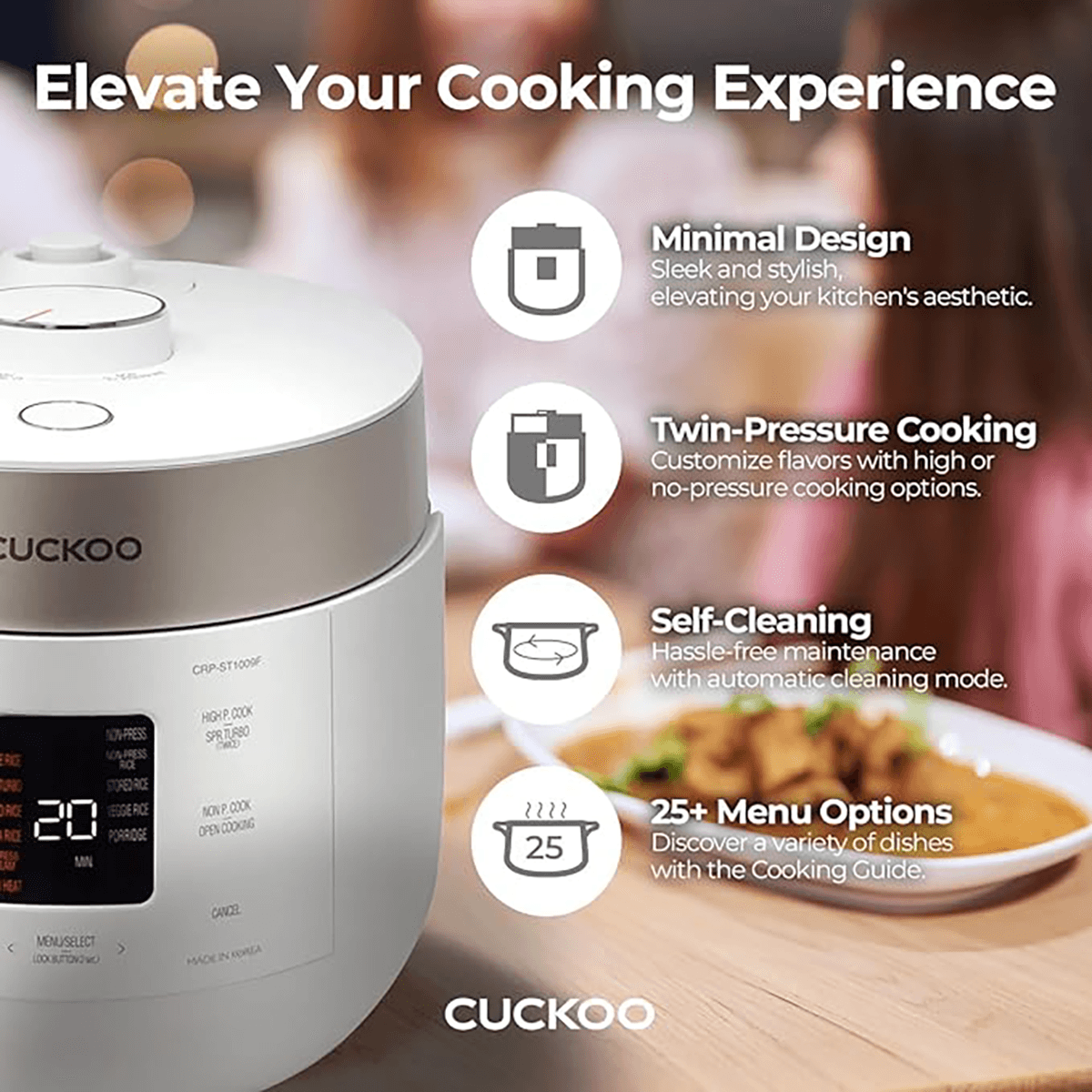 Electric Pressure Rice Cooker 10 cups Matte White (CRP-ST1009FW)