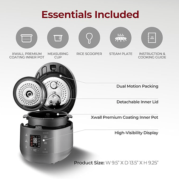 Electric Pressure Rice Cooker 6 cups Urban Gray (CRP-ST0609FG)