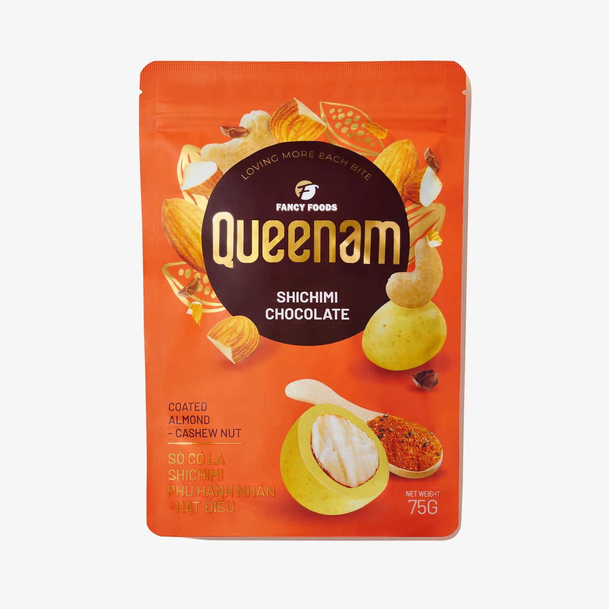 Queenam Shichimi Almond Cashew Choco 75g