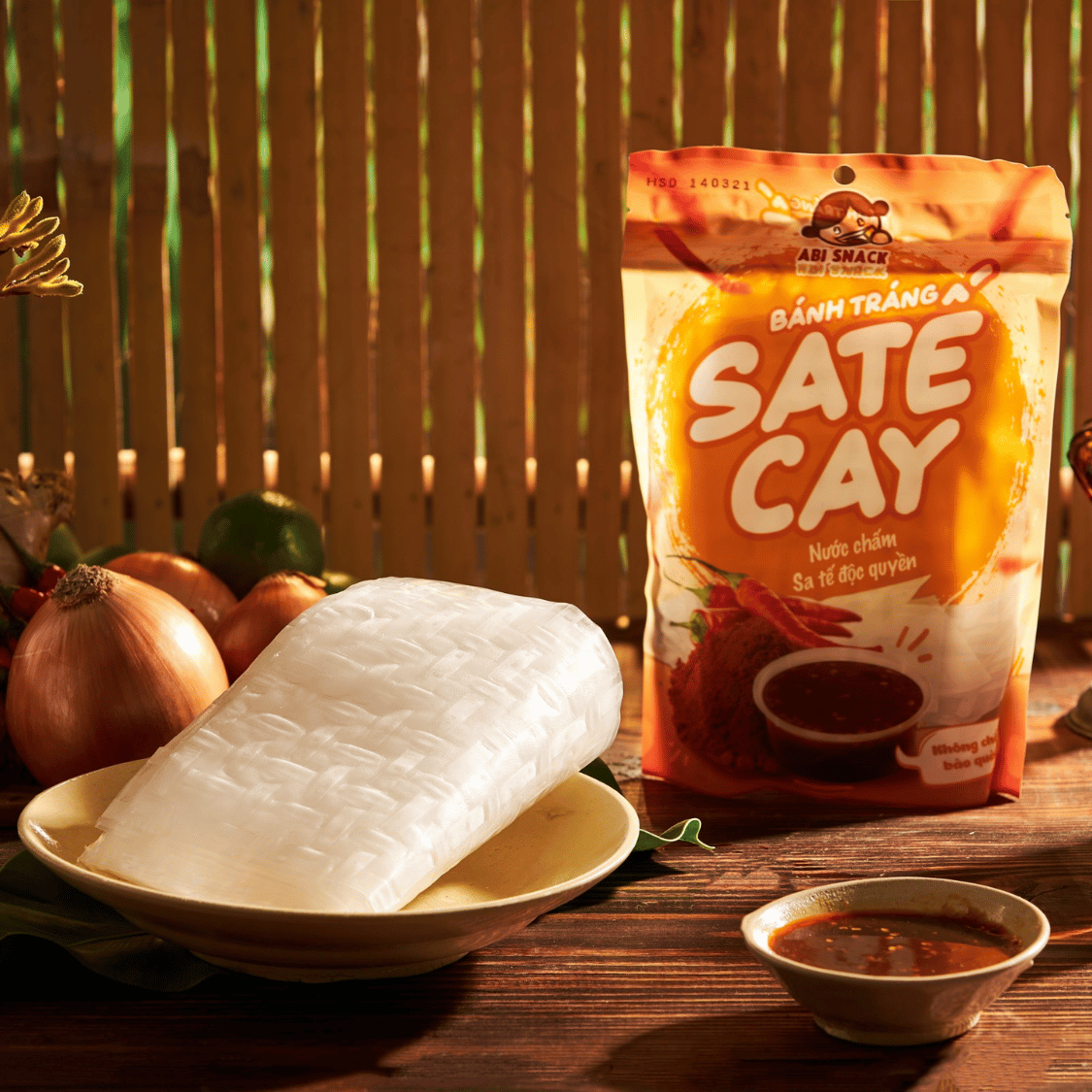 Banh Trang Sate Cay Abi Snack - goi 80g