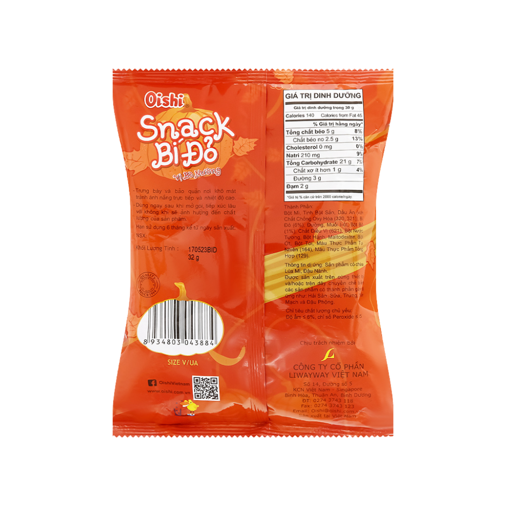 Snack bi do vi bo nuong Oishi 32g