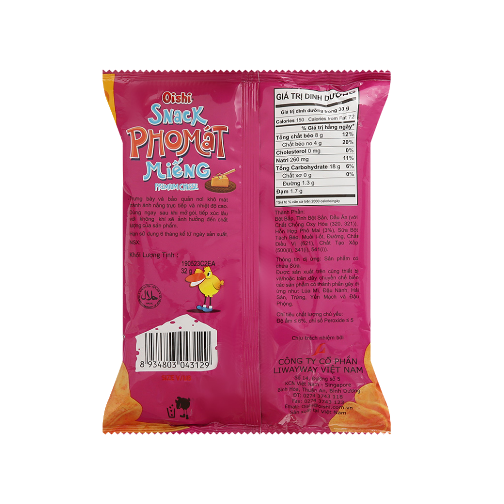 Snack bi do vi pho mai Oishi goi 32g