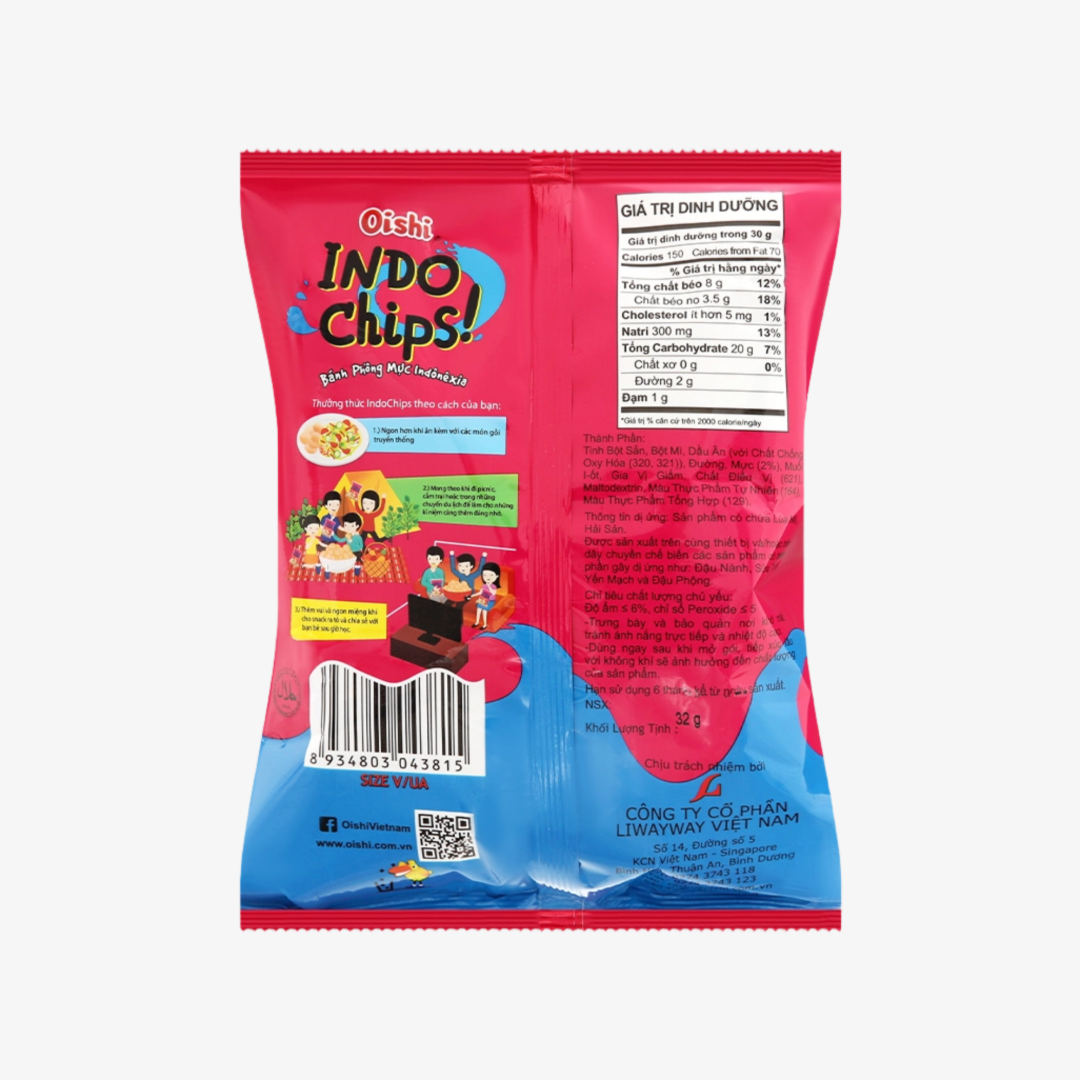 Snack phong vi muc Oishi Indo Chips goi 32g